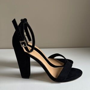 Express Elegant Black Open Toe Heeled Sandals
